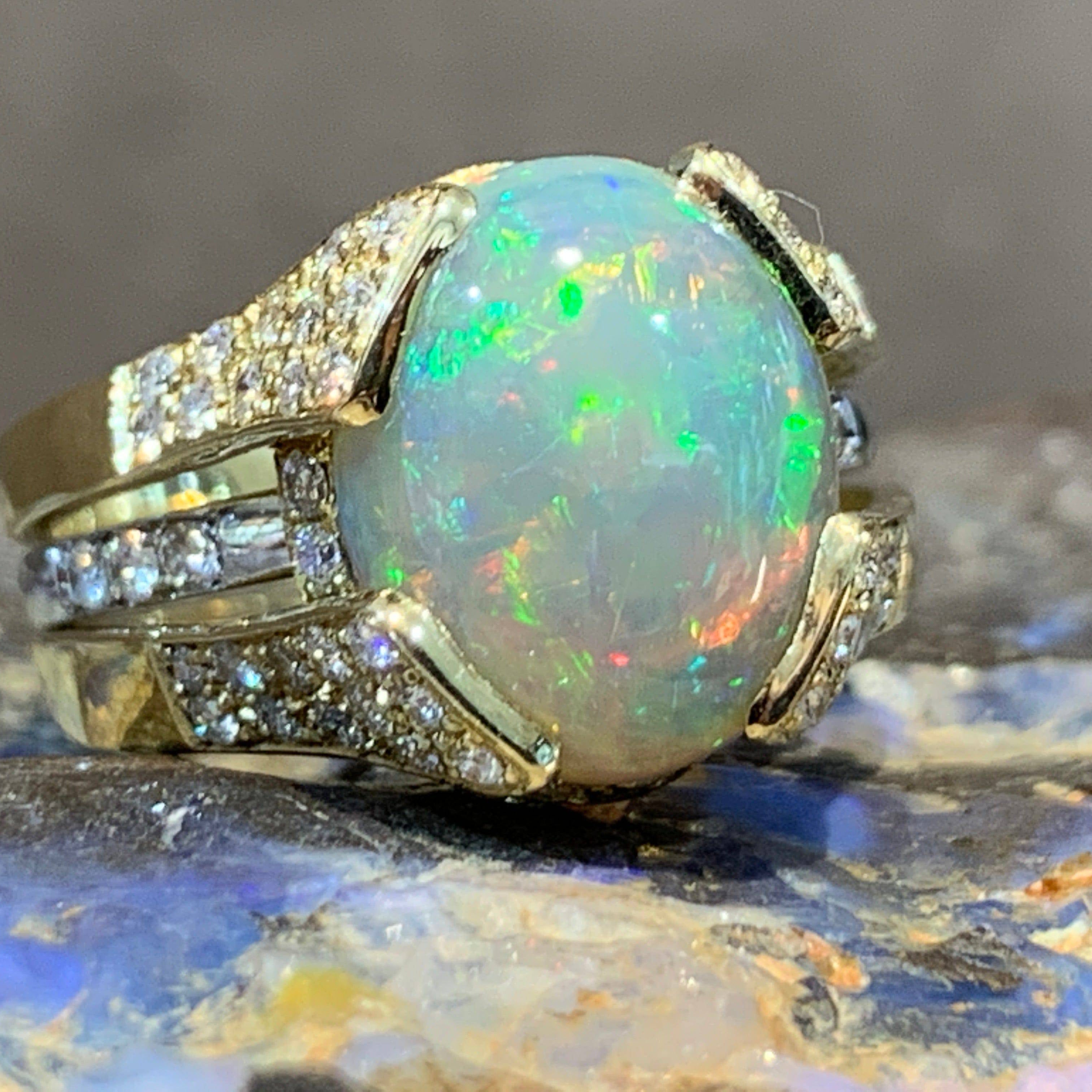 18kt Yellow and White Gold Black Crystal and Diamond ring - Masterpiece Jewellery Opal & Gems Sydney Australia | Online Shop