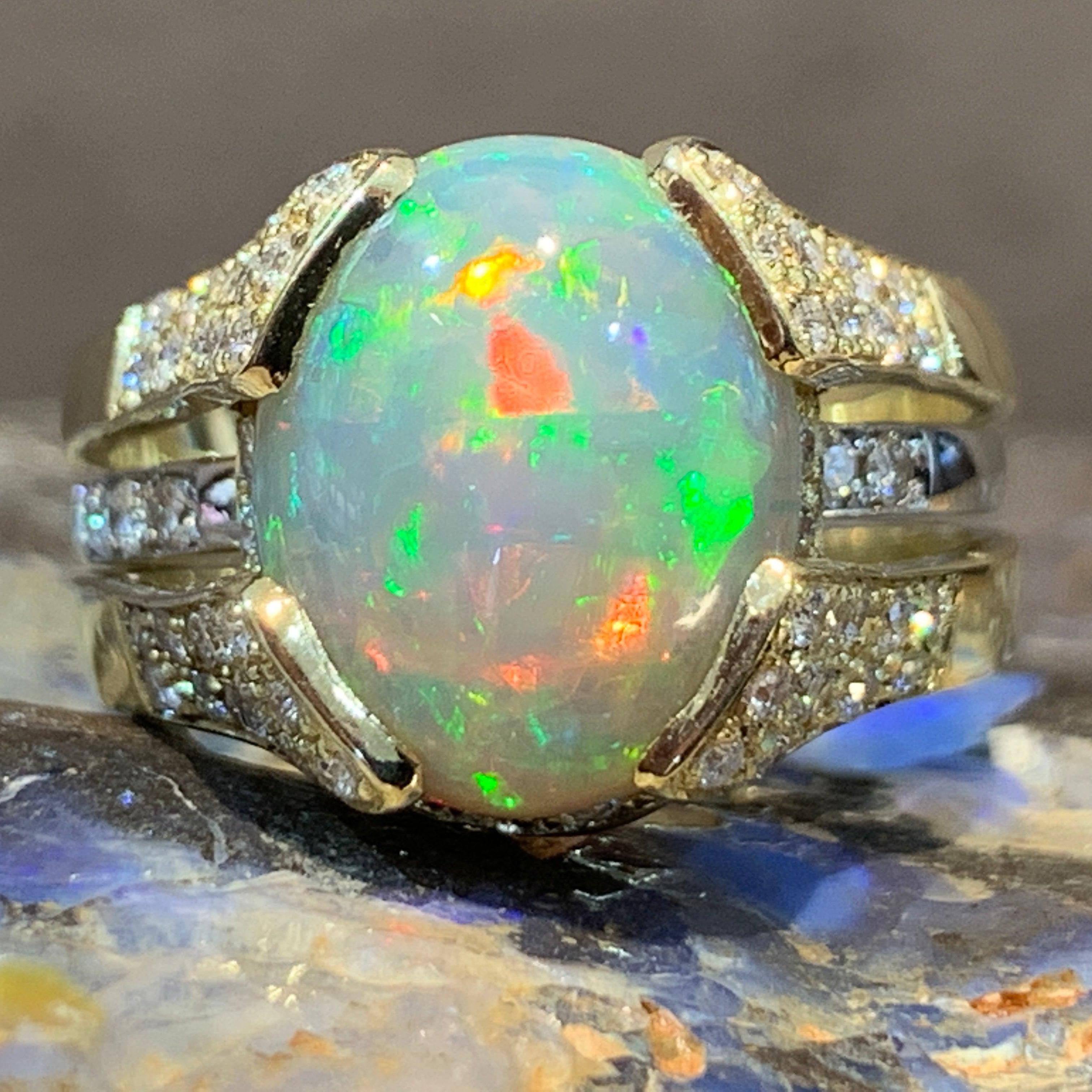 18kt Yellow and White Gold Black Crystal and Diamond ring - Masterpiece Jewellery Opal & Gems Sydney Australia | Online Shop