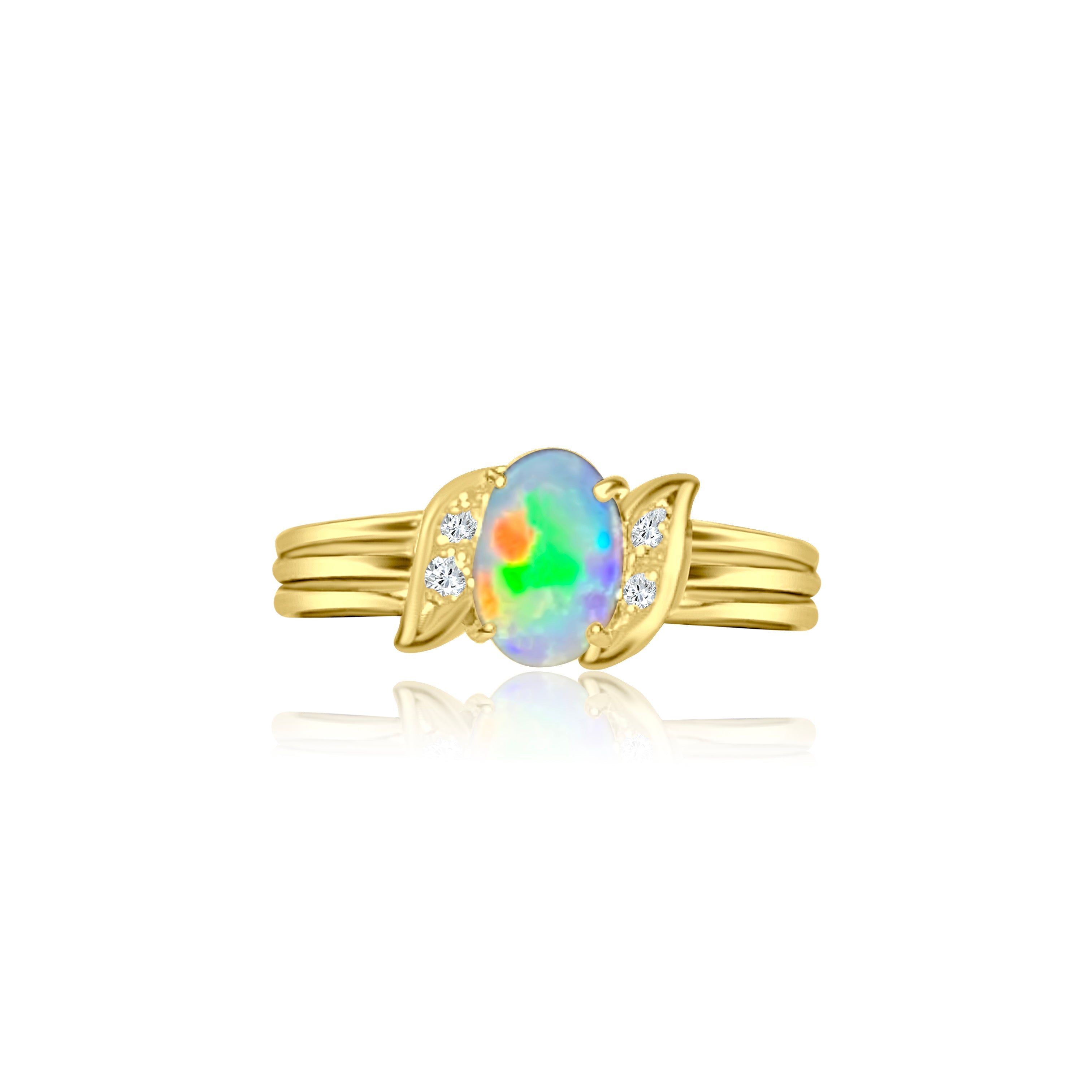 18kt Yellow Gold Black Opal and Diamond ring - Masterpiece Jewellery Opal & Gems Sydney Australia | Online Shop