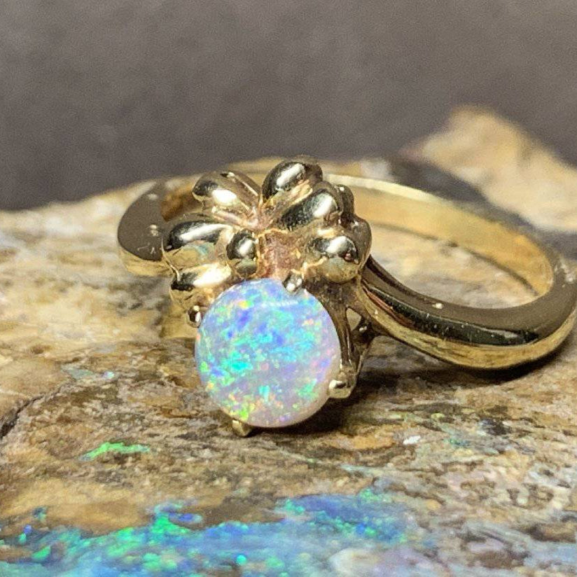 18kt Yellow Gold Black Opal ring - Masterpiece Jewellery Opal & Gems Sydney Australia | Online Shop