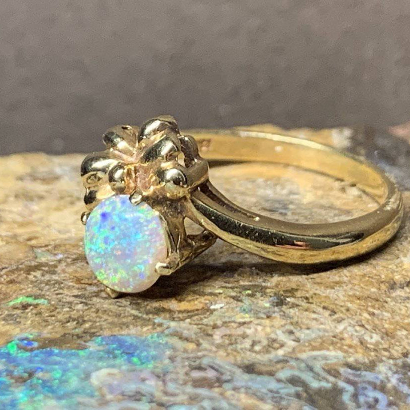 18kt Yellow Gold Black Opal ring - Masterpiece Jewellery Opal & Gems Sydney Australia | Online Shop