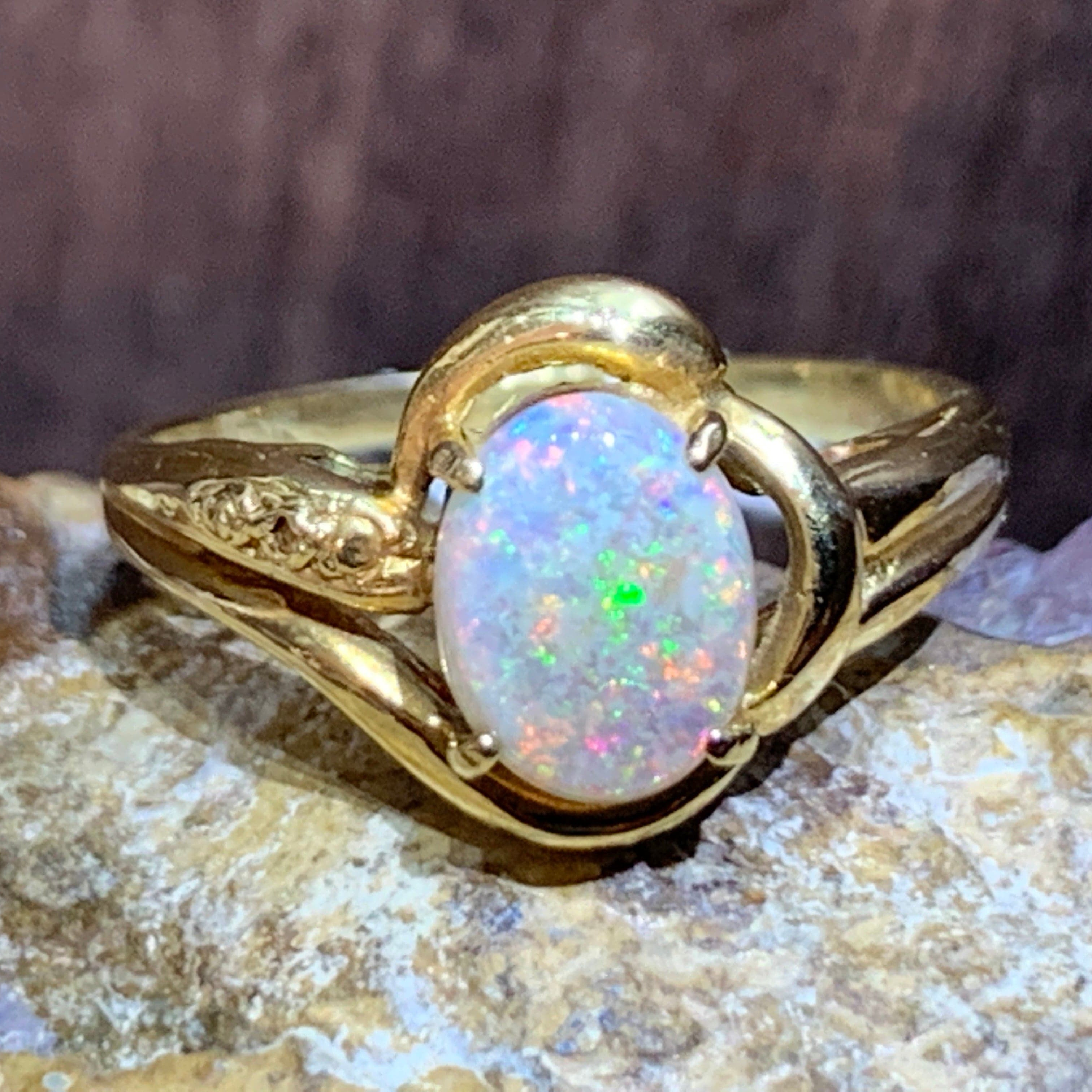 18kt Yellow Gold Black Opal ring - Masterpiece Jewellery Opal & Gems Sydney Australia | Online Shop
