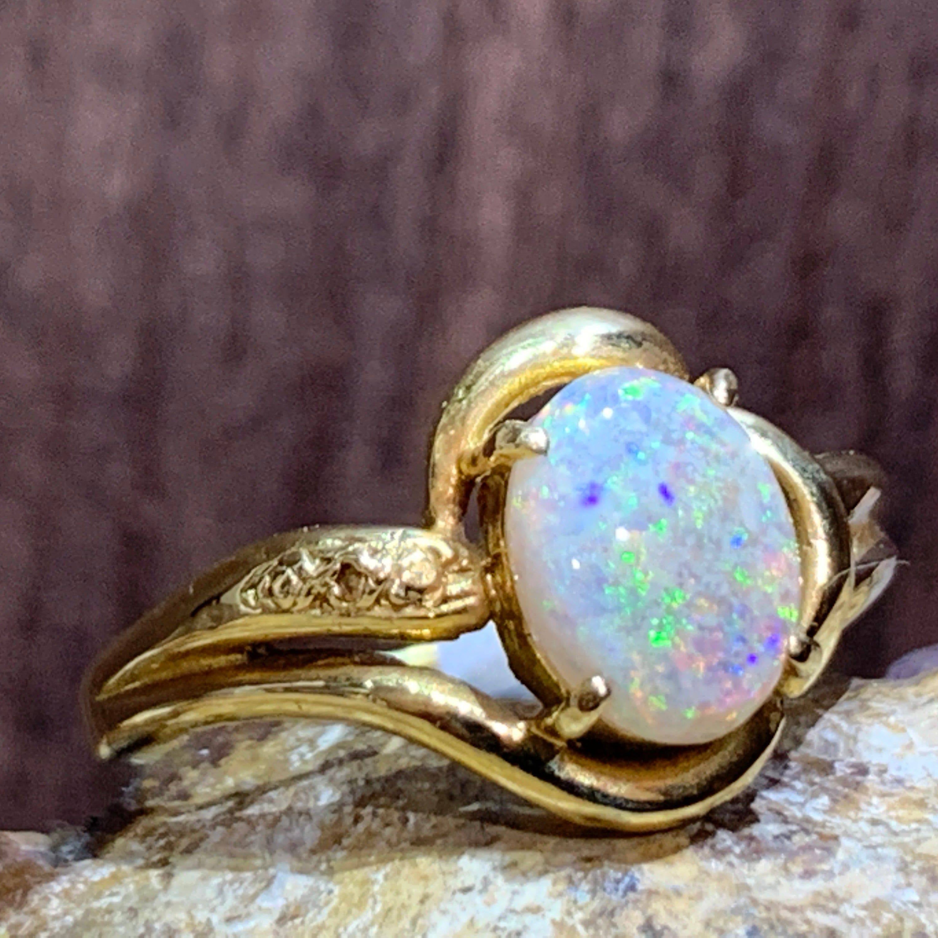 18kt Yellow Gold Black Opal ring - Masterpiece Jewellery Opal & Gems Sydney Australia | Online Shop