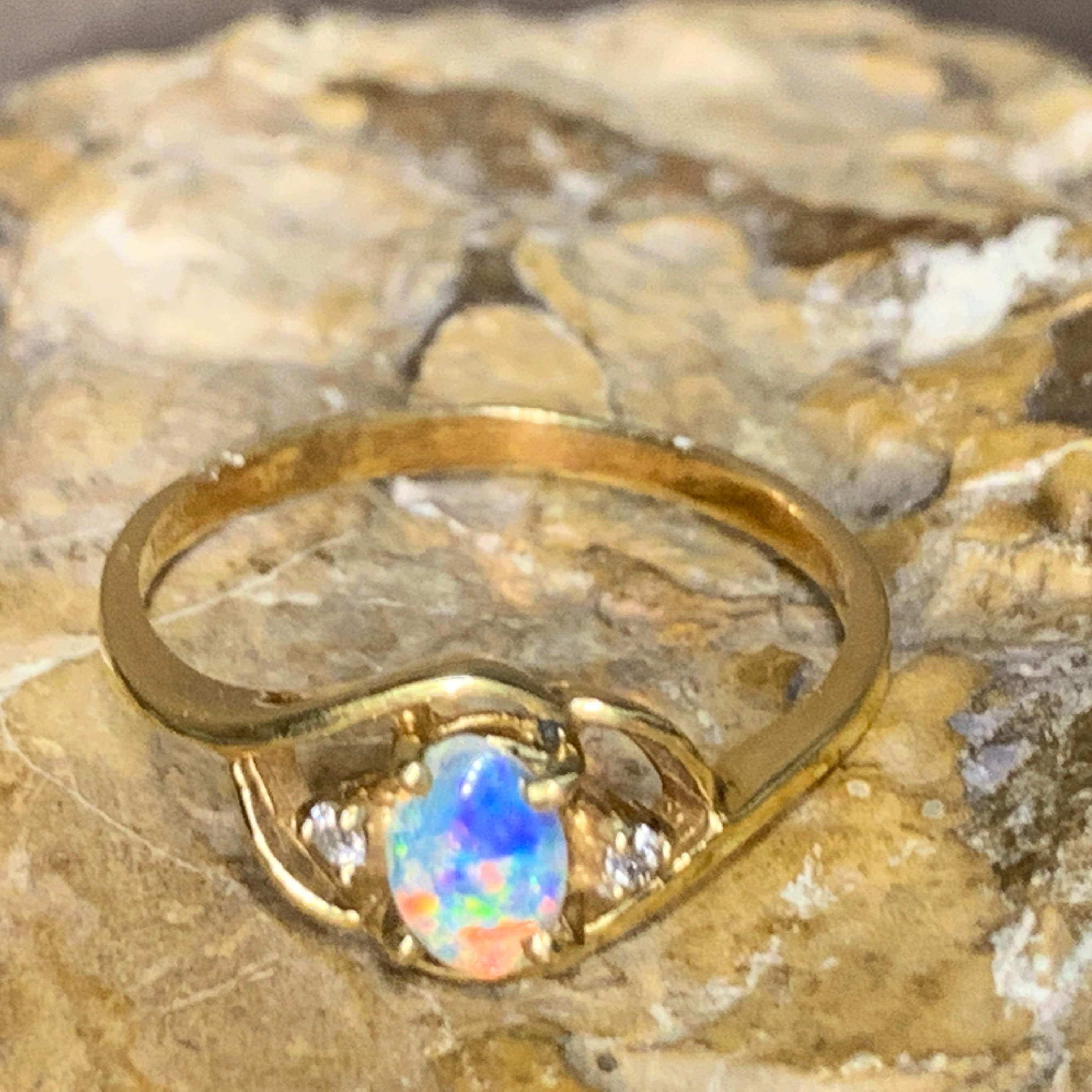 18kt Yellow Gold Crystal Opal and Diamond ring - Masterpiece Jewellery Opal & Gems Sydney Australia | Online Shop