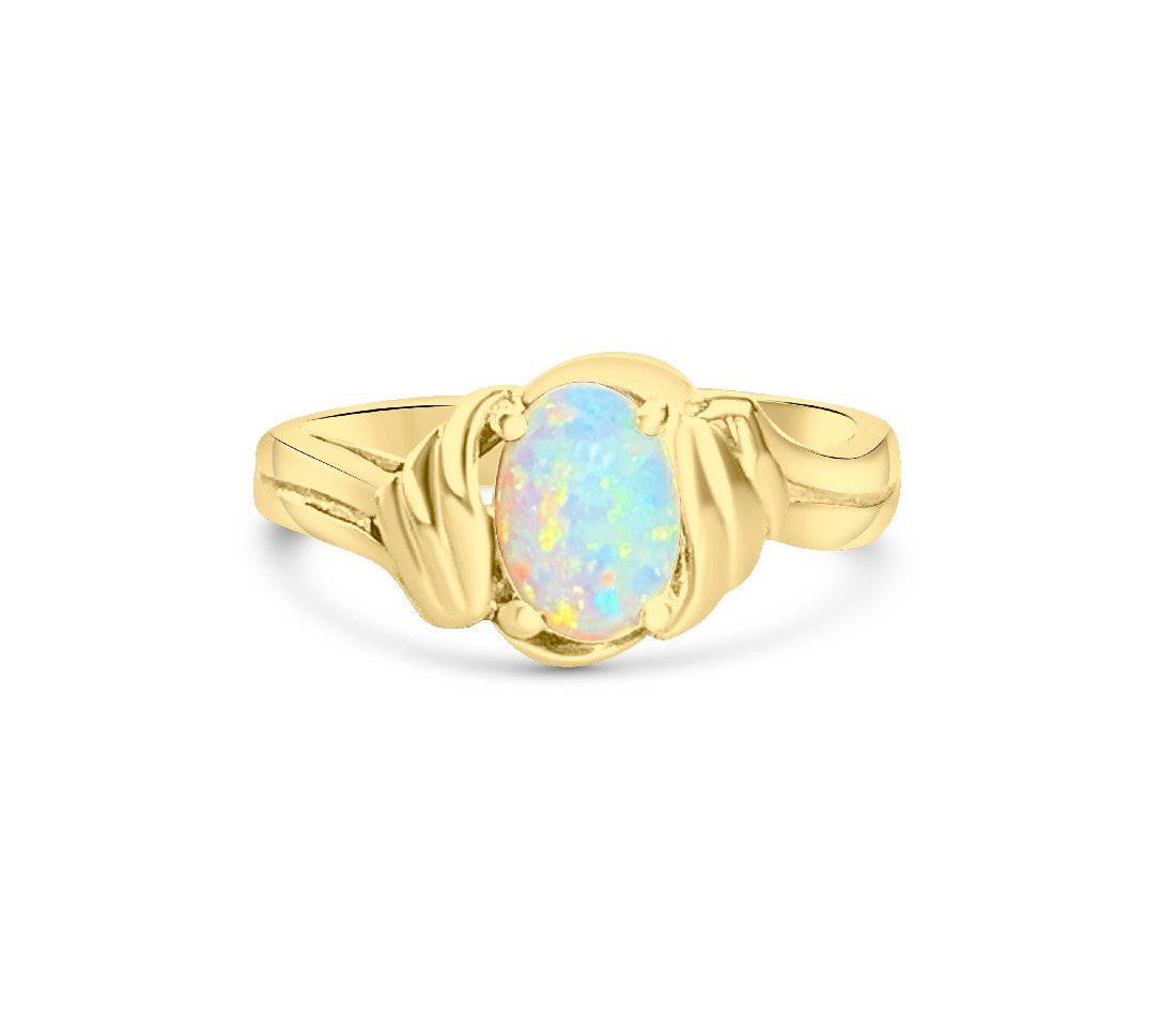 18kt Yellow Gold fancy solitaire Opal ring - Masterpiece Jewellery Opal & Gems Sydney Australia | Online Shop