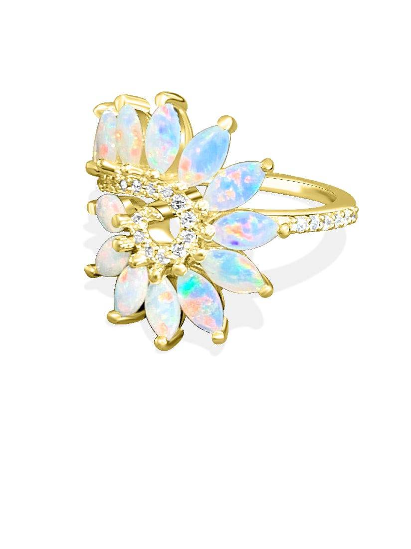 18kt Yellow Gold Marquise shape Opal and Diamond ring - Masterpiece Jewellery Opal & Gems Sydney Australia | Online Shop