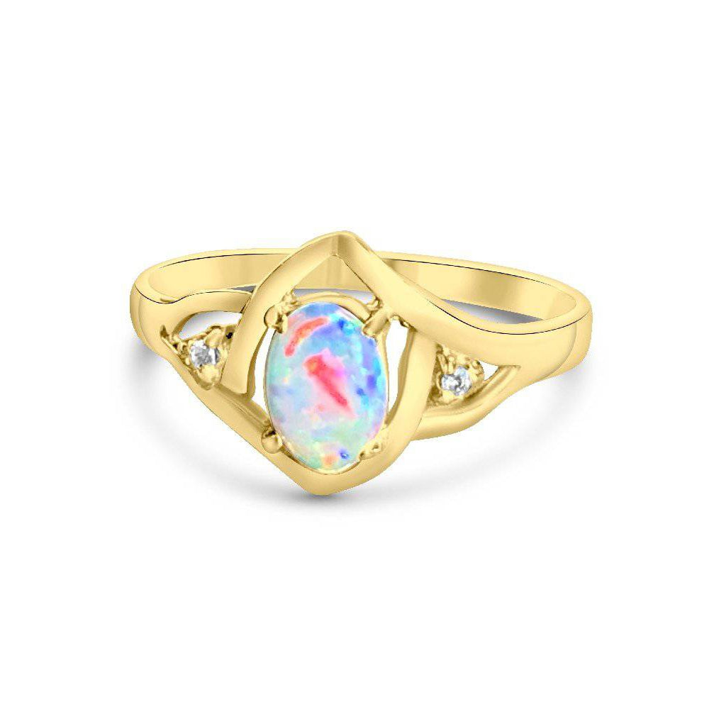 18kt Yellow Gold Opal and Diamond ring - Masterpiece Jewellery Opal & Gems Sydney Australia | Online Shop