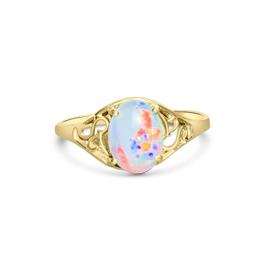 18kt Yellow Gold Opal fancy solitaire ring - Masterpiece Jewellery Opal & Gems Sydney Australia | Online Shop