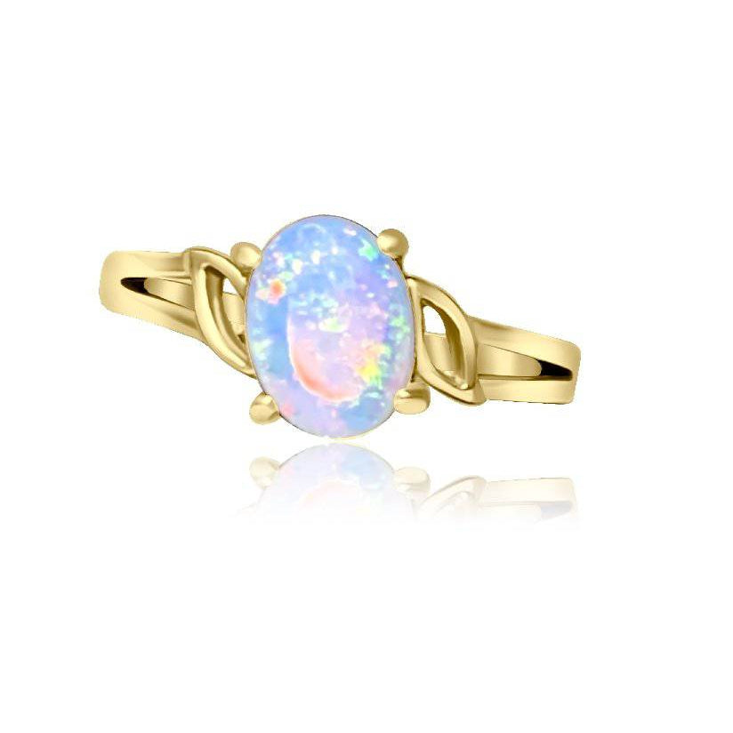 18kt Yellow Gold Solitaire Opal ring - Masterpiece Jewellery Opal & Gems Sydney Australia | Online Shop