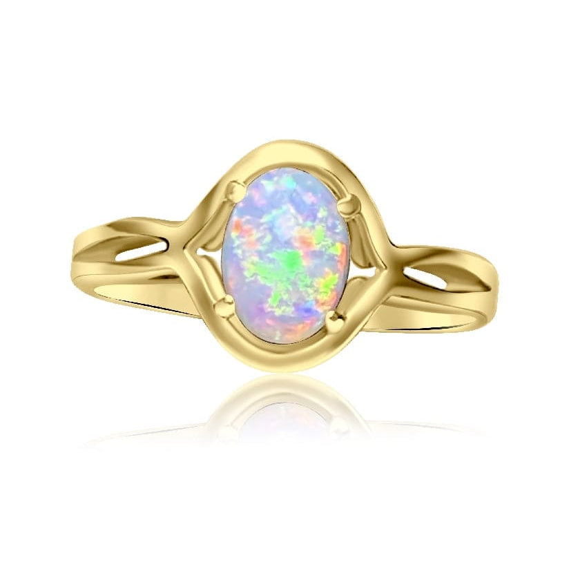 One 18kt Yellow Gold Opal solitaire ring - Masterpiece Jewellery Opal & Gems Sydney Australia | Online Shop