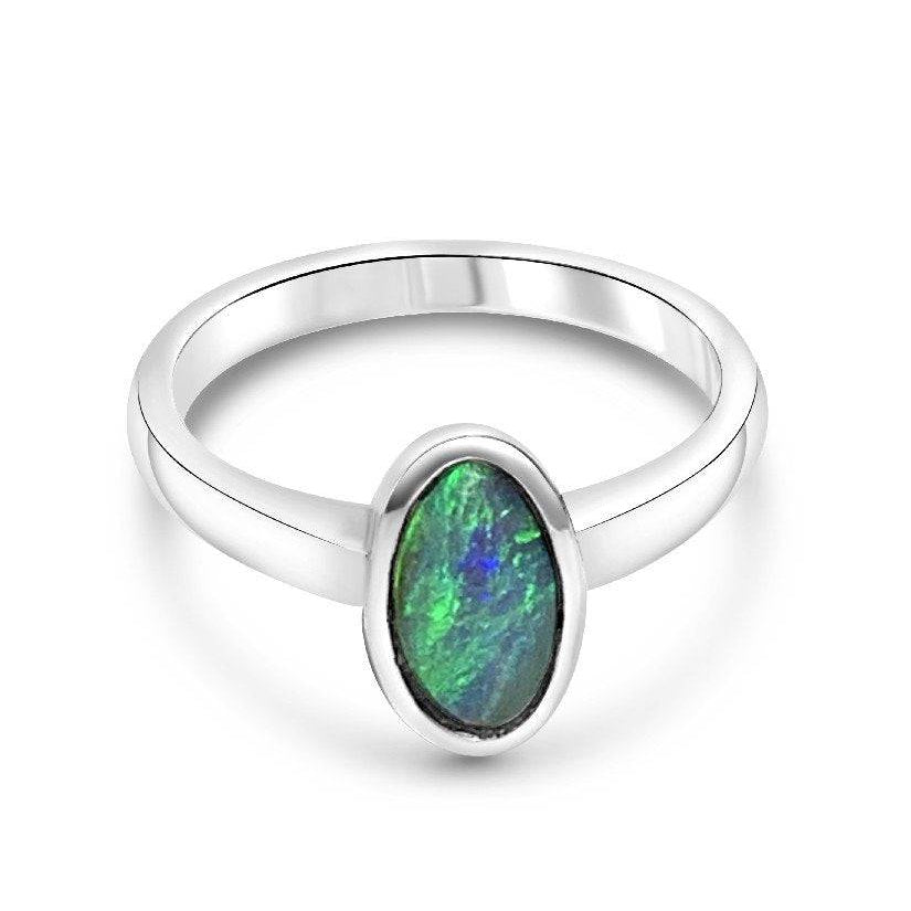 Sterling Silver Black Opal ring - Masterpiece Jewellery Opal & Gems Sydney Australia | Online Shop