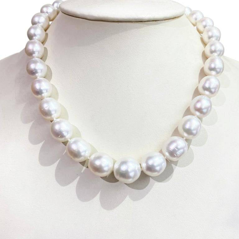 Masterpiece Jewellery - White South Sea Pearl Strand with 14kt White Gold Ball Clasp - 12mm-16mm