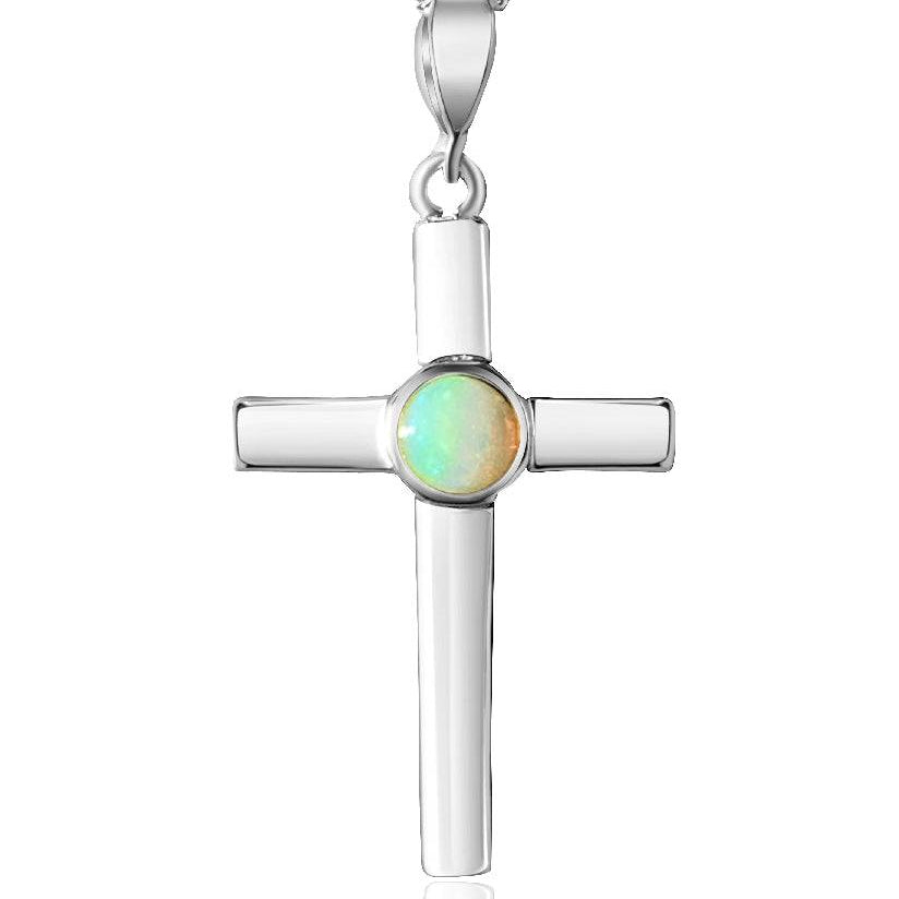Sterling Silver Opal cross pendant 2 - Masterpiece Jewellery Opal & Gems Sydney Australia | Online Shop
