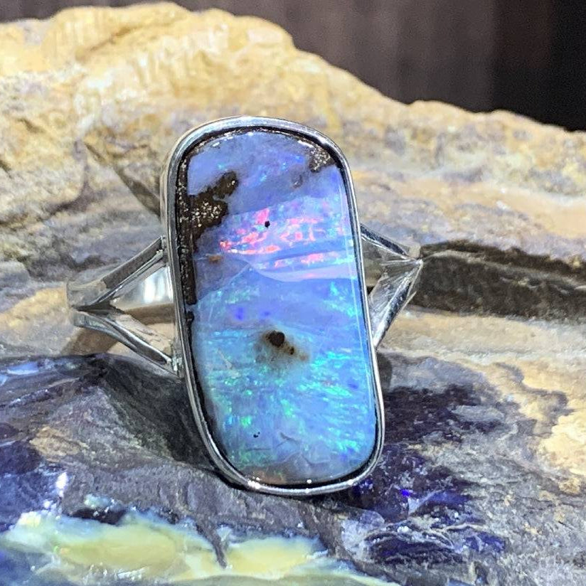 Sterling Silver Boulder Opal ring - Masterpiece Jewellery Opal & Gems Sydney Australia | Online Shop