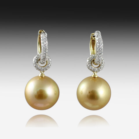 South Sea Gold pearls and Diamond earrings