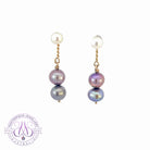 14kt White and Yellow Gold dangling White and Black Pearl earrings - Masterpiece Jewellery Opal & Gems Sydney Australia | Online Shop
