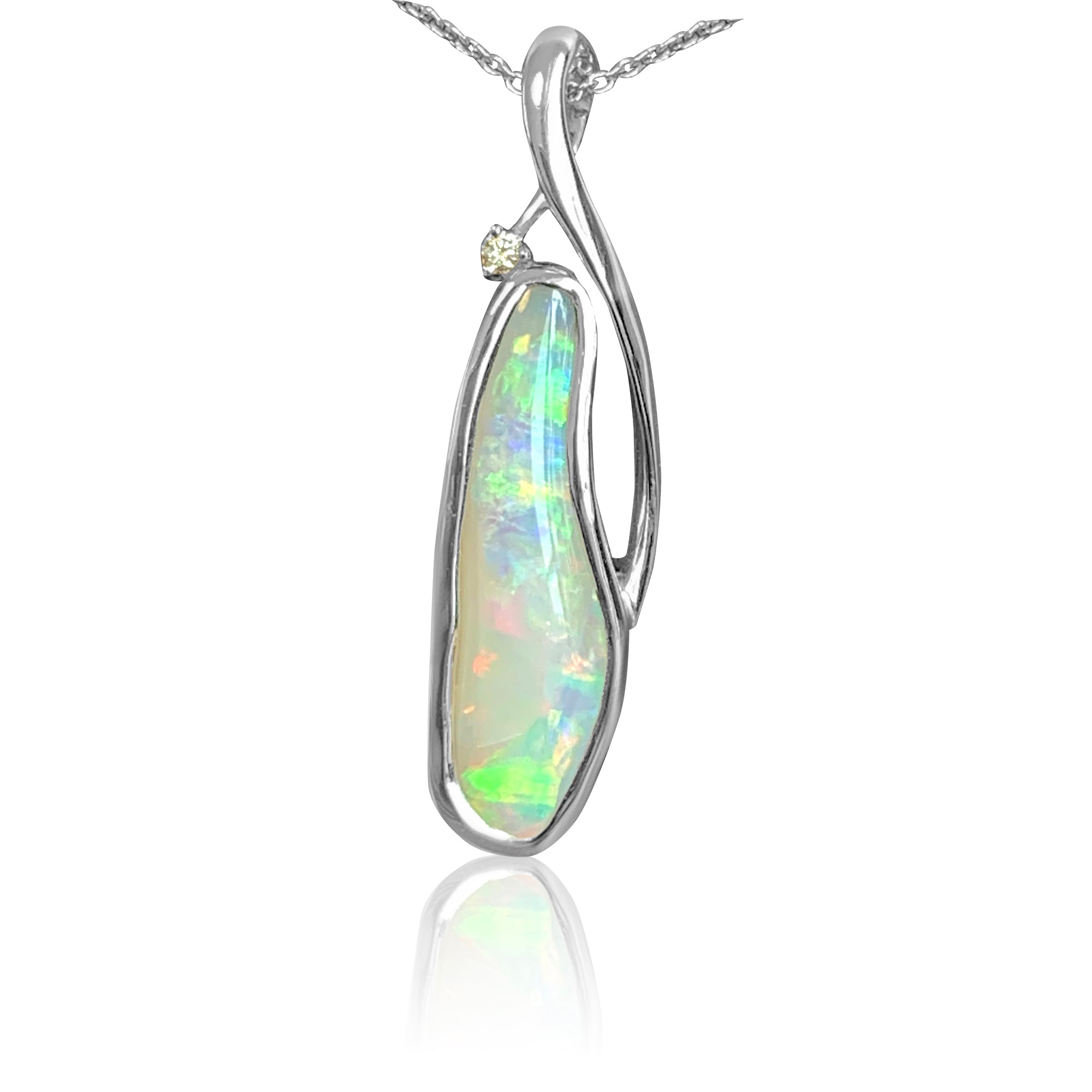 18kt White Gold Opal pendant - Masterpiece Jewellery Opal & Gems Sydney Australia | Online Shop