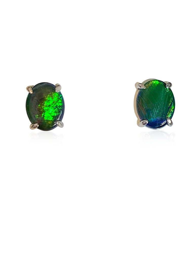 Sterling Silver Opal triplet 10x8mm studs - Masterpiece Jewellery Opal & Gems Sydney Australia | Online Shop