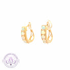 14kt Yellow Gold Crystal Opal huggie design earrings