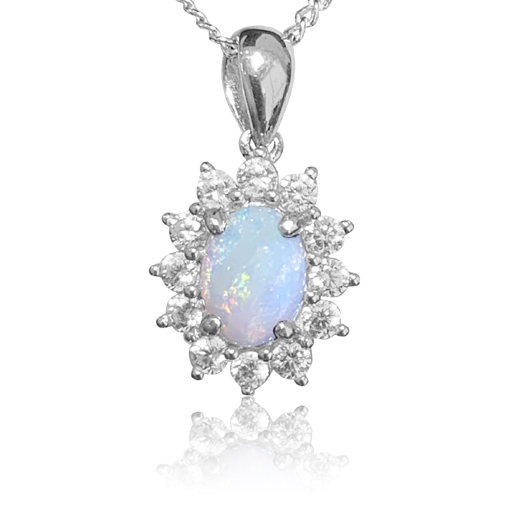 Sterling Silver Opal cluster pendant - Masterpiece Jewellery Opal & Gems Sydney Australia | Online Shop