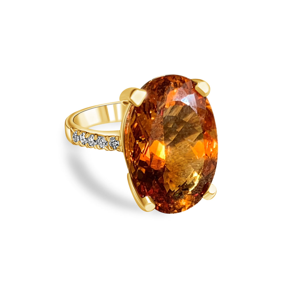 Yellow Gold Citrine and Diamond ring