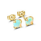 9kt Yellow Gold pair of 4mm Crystal Opal earrings 4 claw set - Masterpiece Jewellery Opal & Gems Sydney Australia | Online Shop