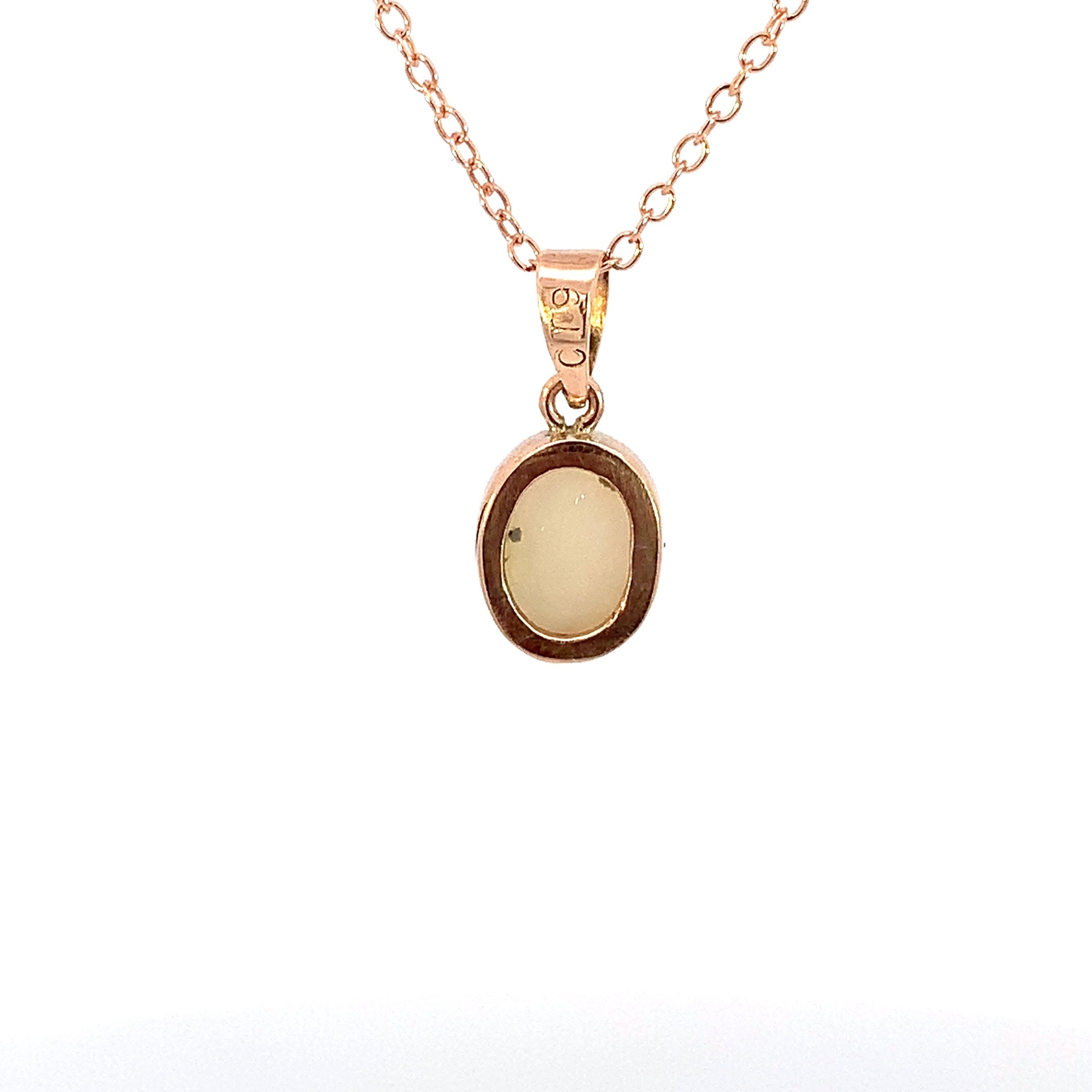 9kt Yellow Gold pendant bezel set with one 8x6mm White Opal - Masterpiece Jewellery Opal & Gems Sydney Australia | Online Shop