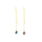 14kt Yellow Gold chain dangling earring with Black Opals 0.9ct - Masterpiece Jewellery Opal & Gems Sydney Australia | Online Shop