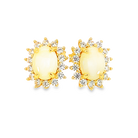 Gold Plated Sterling Silver cluster earrings set with White Opal 8x6mm - Masterpiece Jewellery Opal & Gems Sydney Australia | Online Shop