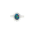 Sterling Silver 8x6mm Opal triplet cluster ring - Masterpiece Jewellery Opal & Gems Sydney Australia | Online Shop