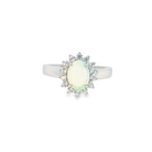 Sterling Silver White Opal cluster ring 8x6mm - Masterpiece Jewellery Opal & Gems Sydney Australia | Online Shop