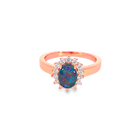 Rose Gold Plated Opal triplet 8x6mm cluster ring - Masterpiece Jewellery Opal & Gems Sydney Australia | Online Shop