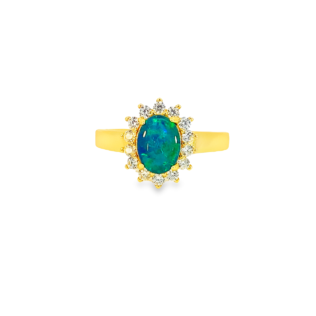 Gold plated Triplet 8x6mm Opal cluster ring - Masterpiece Jewellery Opal & Gems Sydney Australia | Online Shop