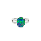 Sterling Silver 12x10mm Opal triplet ring open shoulder shank - Masterpiece Jewellery Opal & Gems Sydney Australia | Online Shop