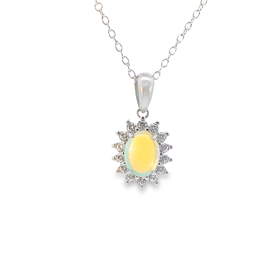 Sterling Silver 7x5mm Light Opal cluster pendant - Masterpiece Jewellery Opal & Gems Sydney Australia | Online Shop