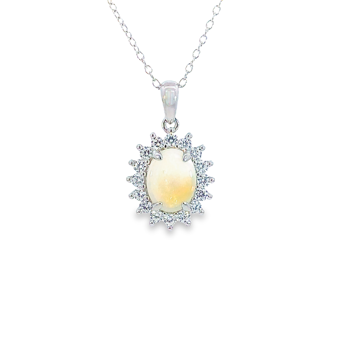 Sterling Silver 9x7mm White Opal cluster pendant - Masterpiece Jewellery Opal & Gems Sydney Australia | Online Shop