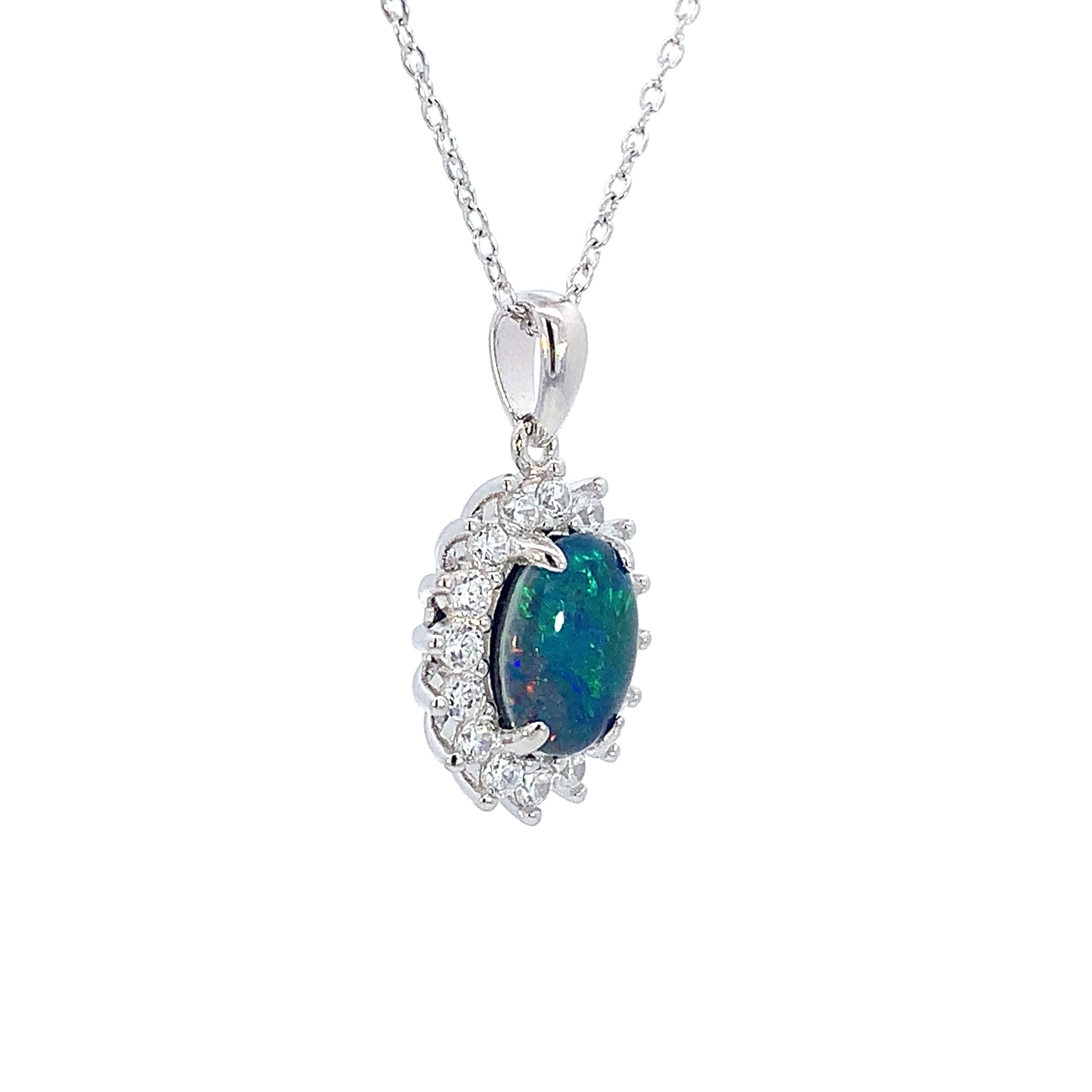 Sterling Silver 9x7mm Opal triplet cluster pendant - Masterpiece Jewellery Opal & Gems Sydney Australia | Online Shop