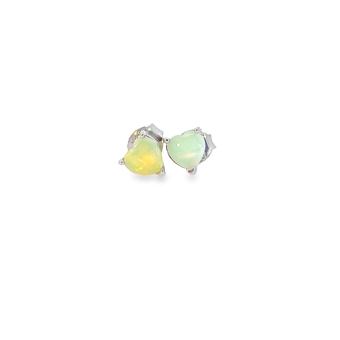 Sterling Silver 5mm Heart shape White Opal studs - Masterpiece Jewellery Opal & Gems Sydney Australia | Online Shop