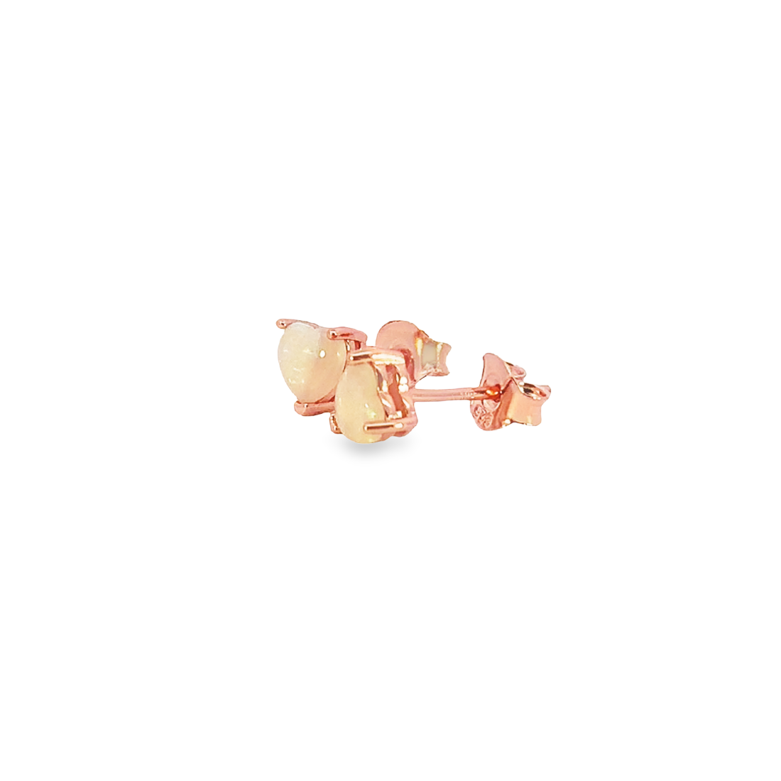 Rose Gold plated silver 5mm heart shape White Opal studs - Masterpiece Jewellery Opal & Gems Sydney Australia | Online Shop