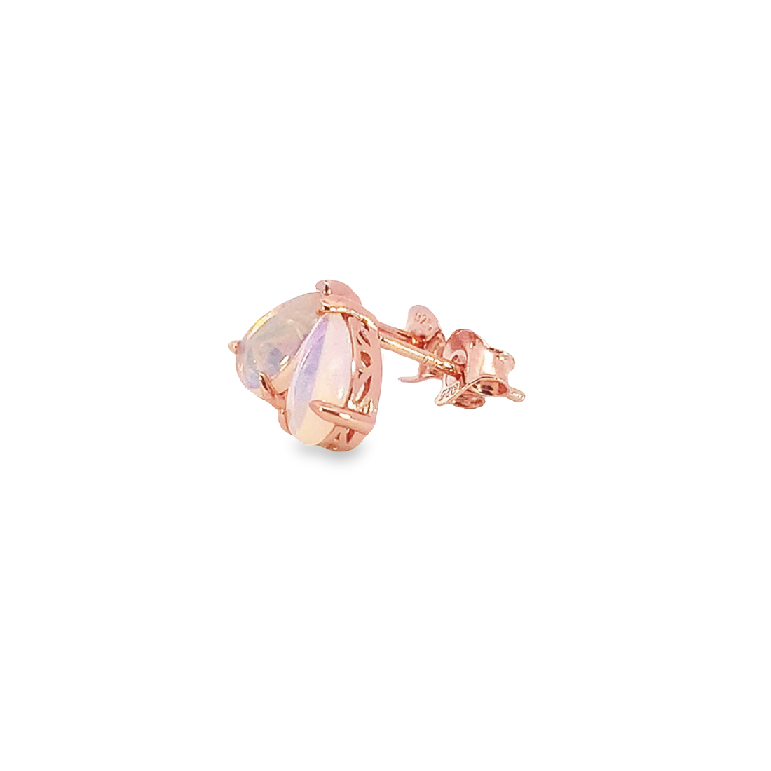 Rose Gold plated silver 8x5mm Pear shape White Opal studs - Masterpiece Jewellery Opal & Gems Sydney Australia | Online Shop