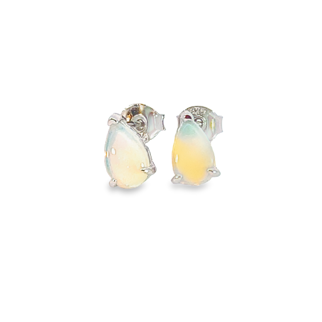 Sterling Silver 8x5mm Pearshape White Opal studs - Masterpiece Jewellery Opal & Gems Sydney Australia | Online Shop