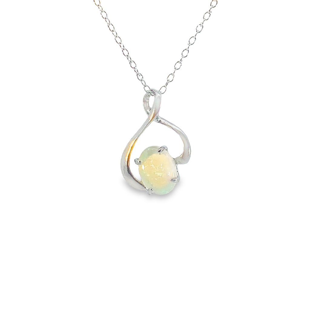 Sterling Silver loop 8x6mm Light Opal pendant - Masterpiece Jewellery Opal & Gems Sydney Australia | Online Shop