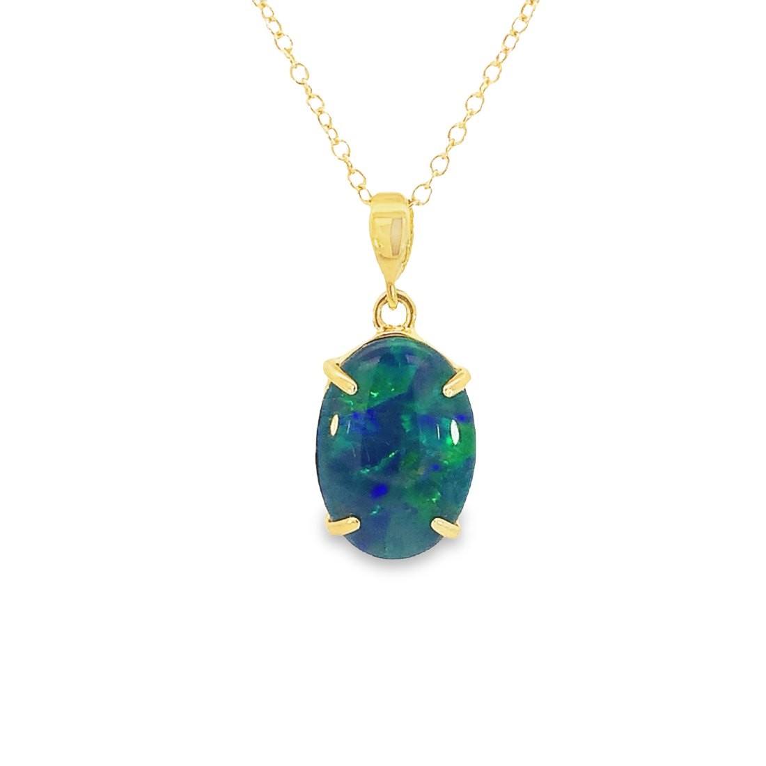 Gold plated Sterling Silver 14x10mm Opal triplet 4 claw set - Masterpiece Jewellery Opal & Gems Sydney Australia | Online Shop