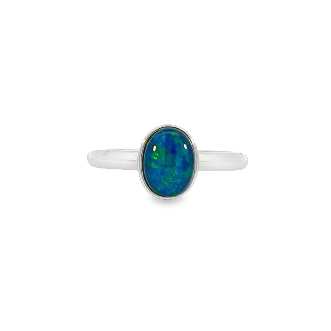 Sterling Silver 8x6mm Triplet Opal ring bezel set - Masterpiece Jewellery Opal & Gems Sydney Australia | Online Shop