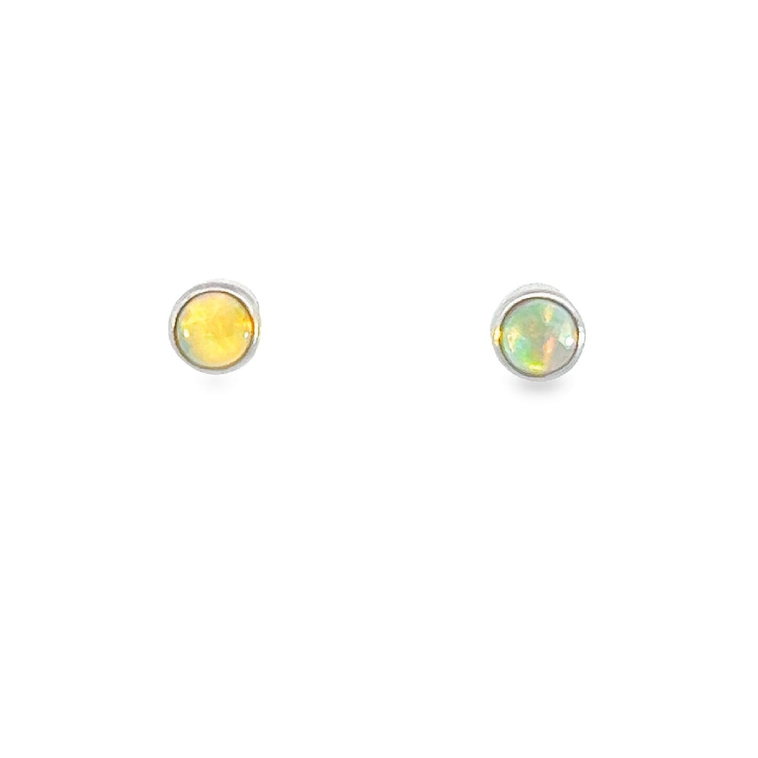 One pair of 9kt White Gold 4mm Crystal Opal studs - Masterpiece Jewellery Opal & Gems Sydney Australia | Online Shop