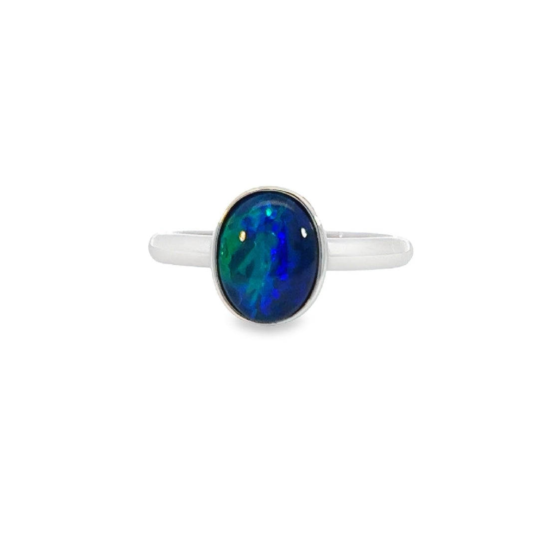 Sterling Silver 9x7mm Triplet Opal ring bezel solitaire - Masterpiece Jewellery Opal & Gems Sydney Australia | Online Shop