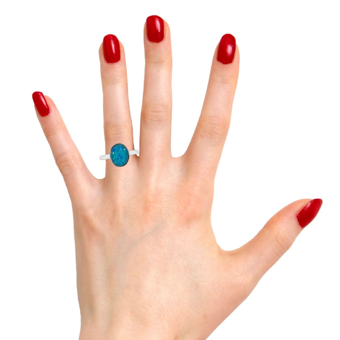 Bezel-Set Solitaire Triplet Opal Ring - 10x8mm, Sterling Silver, Elegant Minimalist Jewelry, Perfect Gift for Her, Opal Ring - Masterpiece Jewellery Opal & Gems Sydney Australia | Online Shop