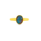 One Gold plated sterling silver 8x6mm Triplet Opal ring bezel set - Masterpiece Jewellery Opal & Gems Sydney Australia | Online Shop