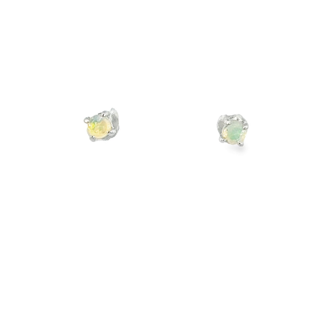 Sterling Silver 3mm Crystal Opal earrings 4 claw set - Masterpiece Jewellery Opal & Gems Sydney Australia | Online Shop