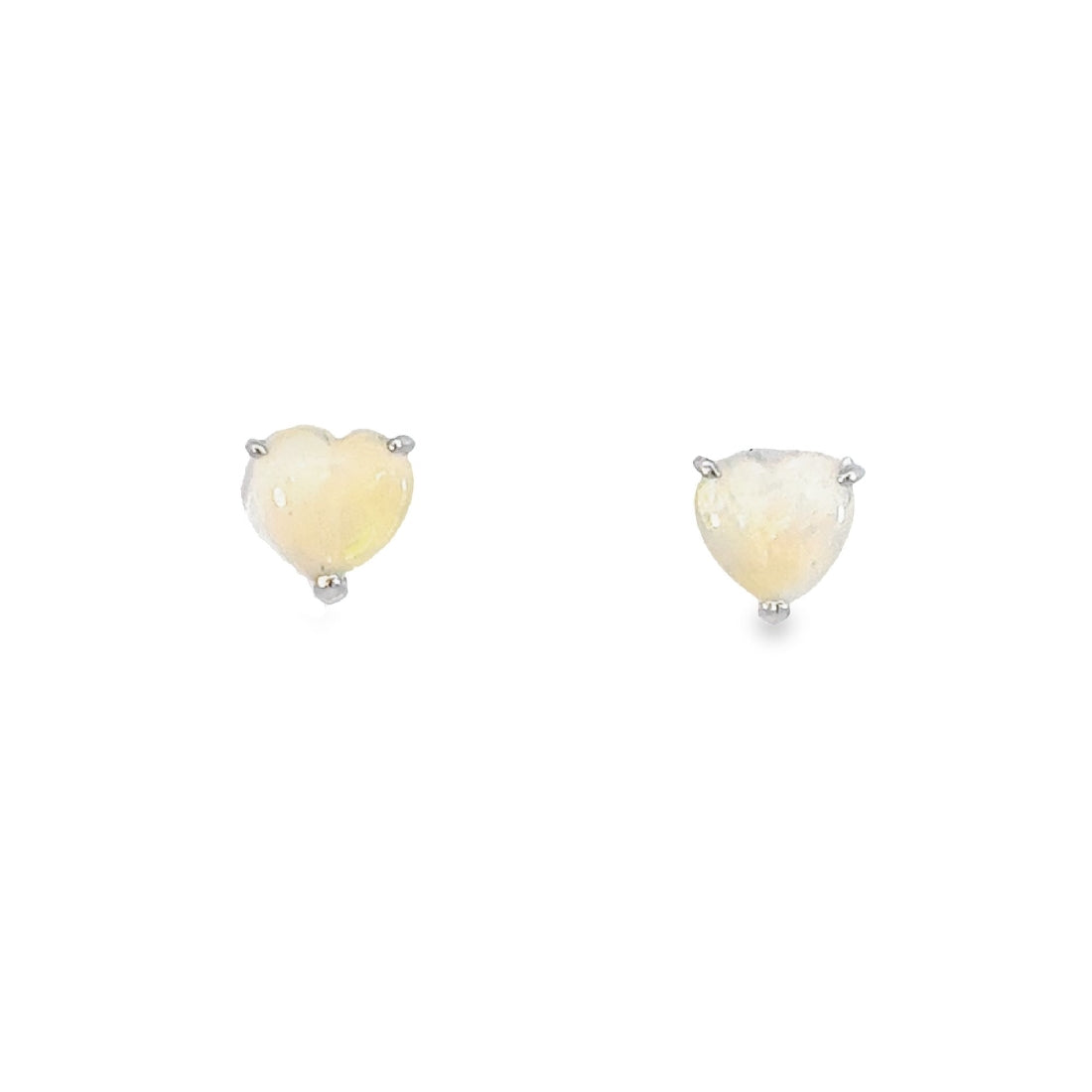 9KT White Gold Opal Stud Earrings, 6mm Heart Shape, Handmade Gift for Her, Minimalist & Dainty Gold Earrings, Cute Opal Jewelry, Birthstone Earrings - Masterpiece Jewellery Opal & Gems Sydney Australia | Online Shop